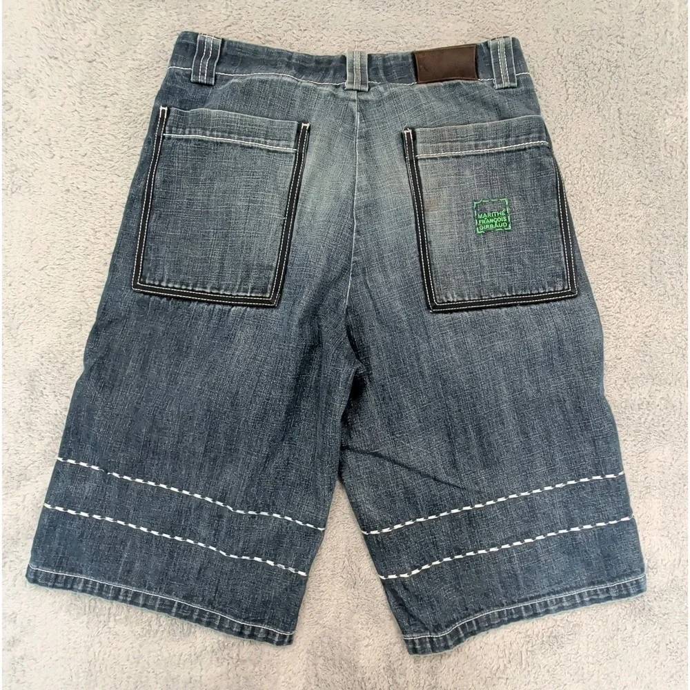 Vintage Marithe Francois Girbaud Denim Shorts Mens 33 Baggy Y2K Green Spellout